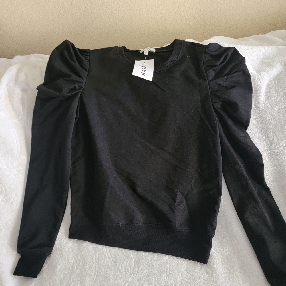 Black puff sleeve sweatshirt